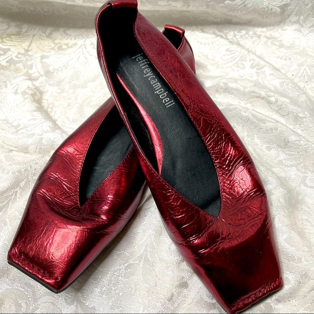 Jeffrey Campbell Square Toe Red Ballet Flats
